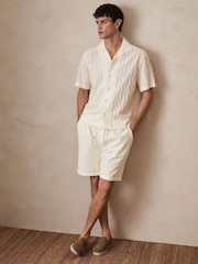Reiss Off White Mastella Reiss | Ché Fringed-Wave Shirt - Image 3 of 6
