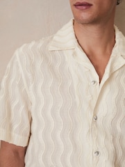 Reiss Off White Mastella Reiss | Ché Fringed-Wave Shirt - Image 4 of 6