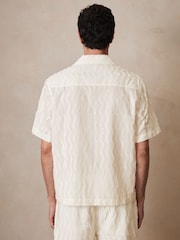 Reiss Off White Mastella Reiss | Ché Fringed-Wave Shirt - Image 5 of 6