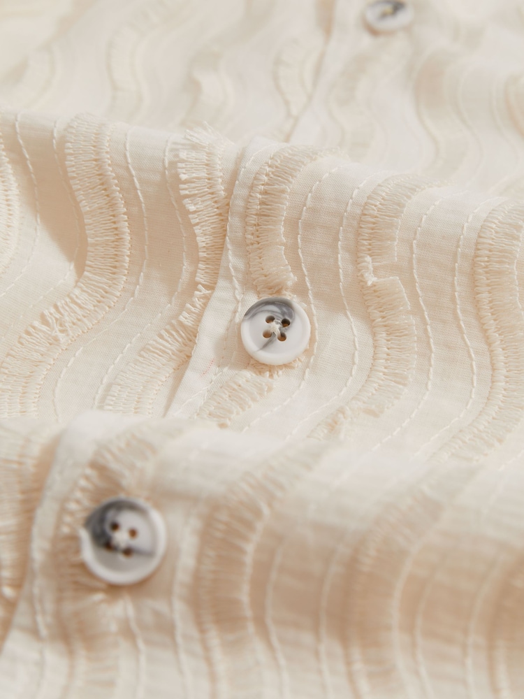 Reiss Off White Mastella Reiss | Ché Fringed-Wave Shirt - Image 6 of 6