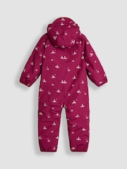 JoJo Maman Bébé Pink Bunny Floral Fleece-lined Waterproof Puddle Suit - Image 2 of 4