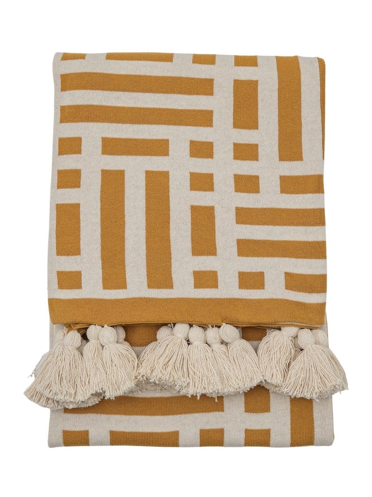 Gallery Home Yellow Merton Knitted Tassel Throw - Image 1 of 5
