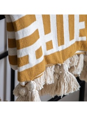 Gallery Home Yellow Merton Knitted Tassel Throw - Image 2 of 5