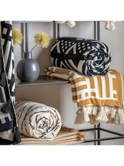 Gallery Home Yellow Merton Knitted Tassel Throw - Image 3 of 5