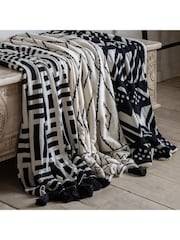 Gallery Home Black Merton Knitted Tassel Throw - Image 1 of 6