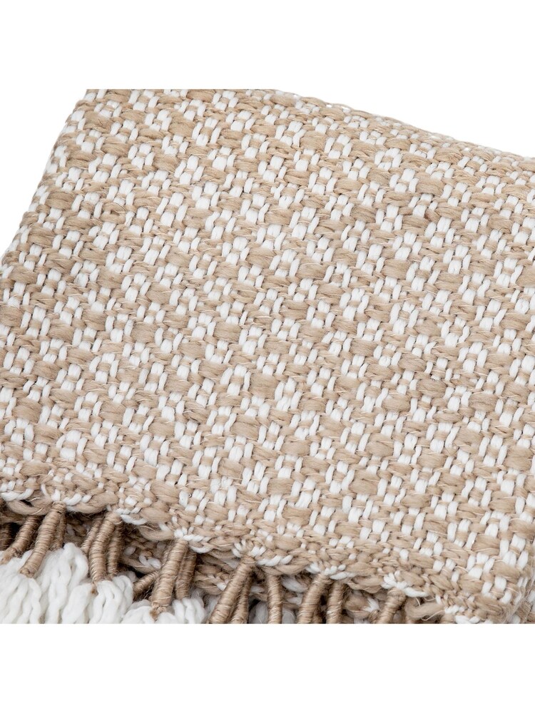 Gallery Home Natural Woven Wrapped Tassel Throw Natural - Image 2 of 6