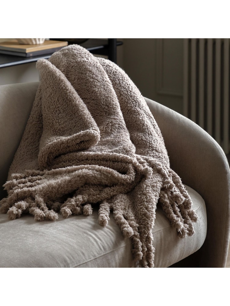 Gallery Home Black Fringed Teddy Throw - Image 1 of 3