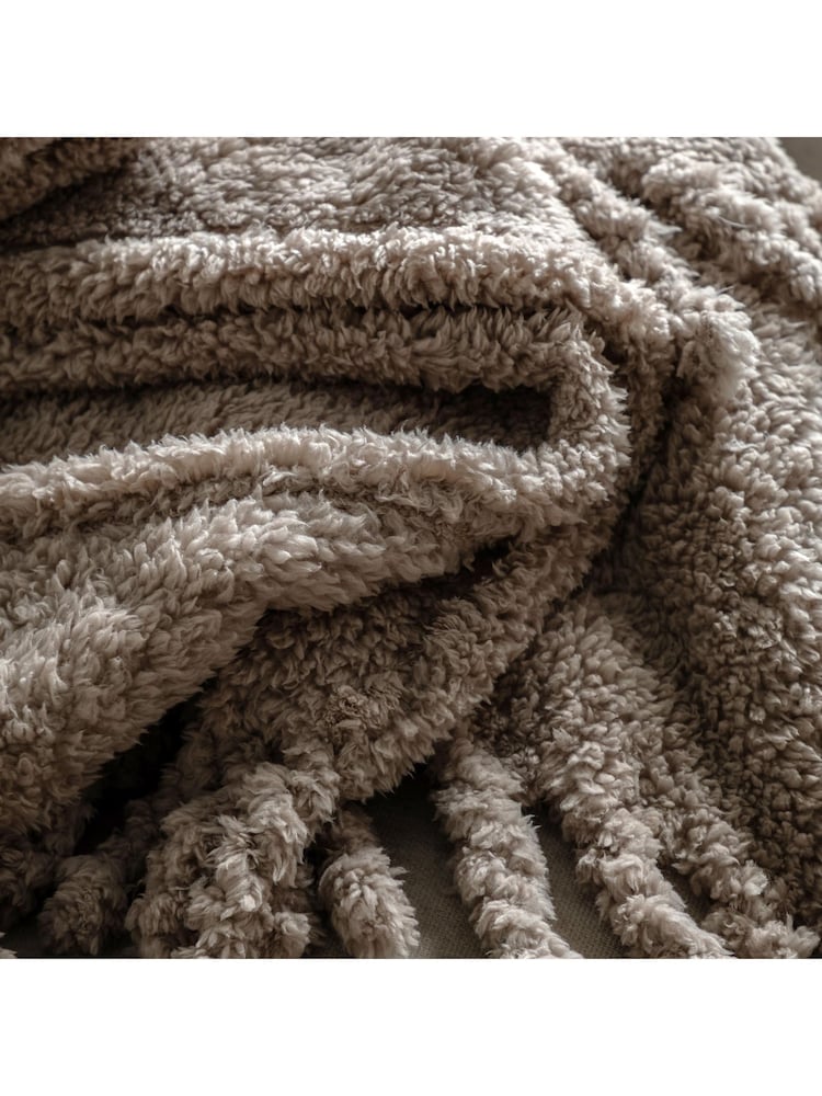 Gallery Home Black Fringed Teddy Throw - Image 2 of 3