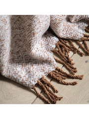 Gallery Home Brown Herringbone Faux Mohair Throw - Image 2 of 6