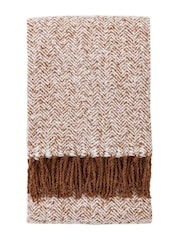 Gallery Home Brown Herringbone Faux Mohair Throw - Image 4 of 6