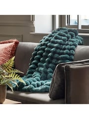 Gallery Home Blue Ribbed Faux Fur Throw - Image 1 of 3