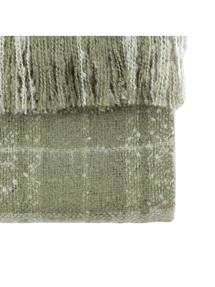 Gallery Home Green Check Faux Mohair Throw - Image 7 of 7