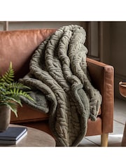 Gallery Home Green Herringbone Sherpa Throw - Image 1 of 3