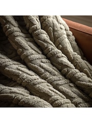 Gallery Home Green Herringbone Sherpa Throw - Image 2 of 3