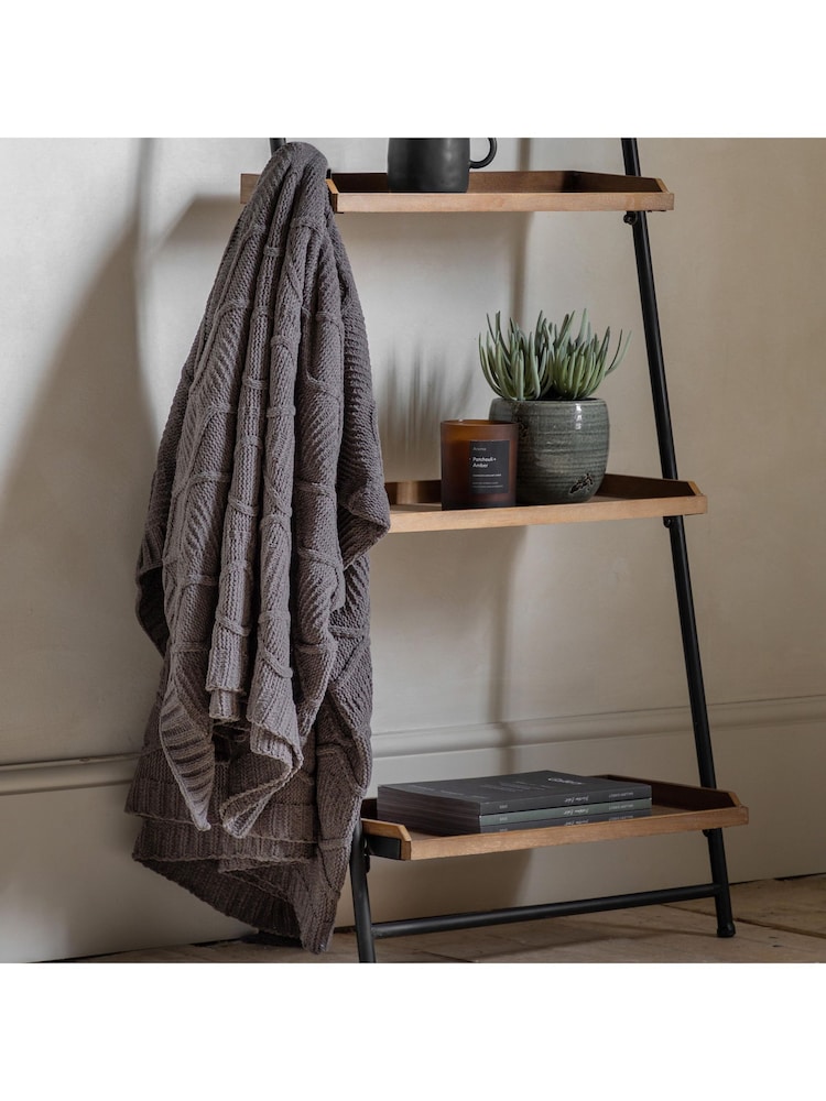 Gallery Home Grey Chenille Cable Throw - Image 1 of 7