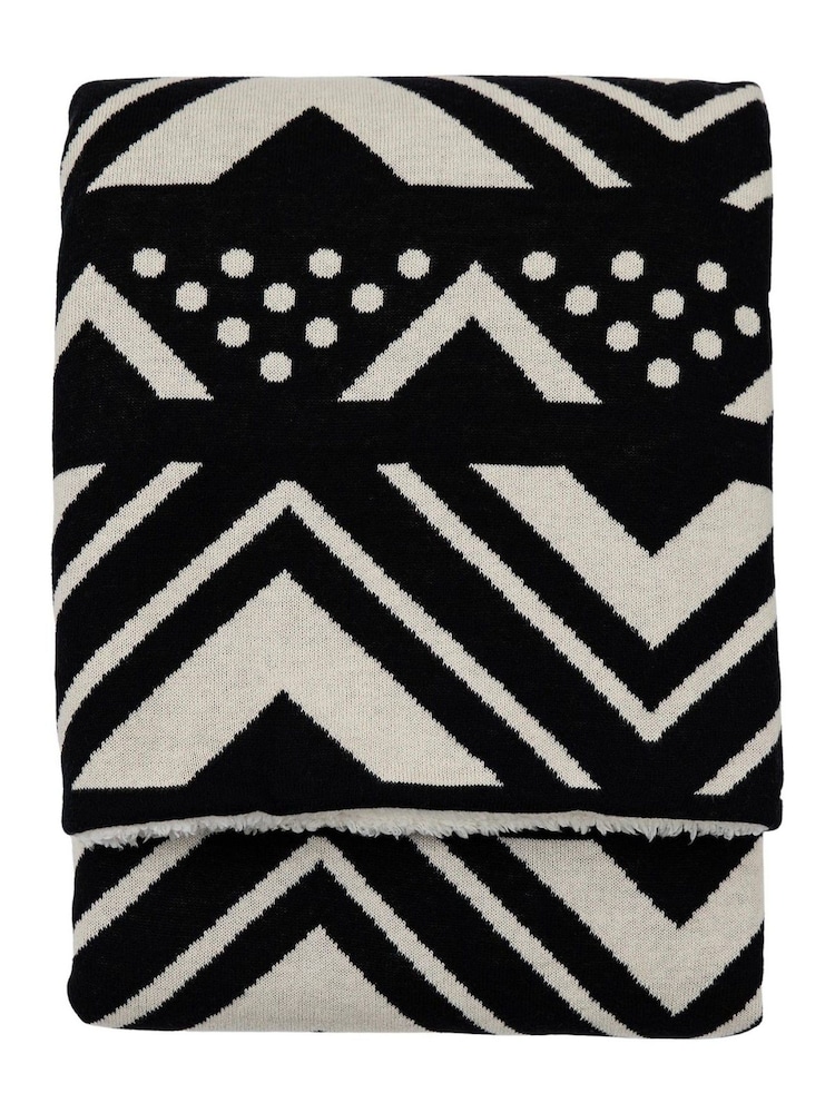 Gallery Home Black Houndslow Knit Sherpa Rev Throw - Image 6 of 6 Gallery Home Black Houndslow Knit Sherpa Rev Throw - Image 6 of 6