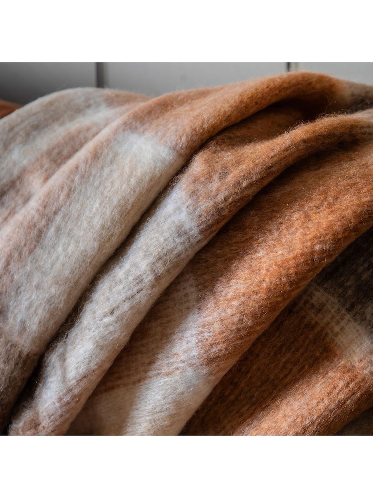 Gallery Home Orange Check Mohair Throw - Image 2 of 3 Gallery Home Orange Check Mohair Throw - Image 2 of 3