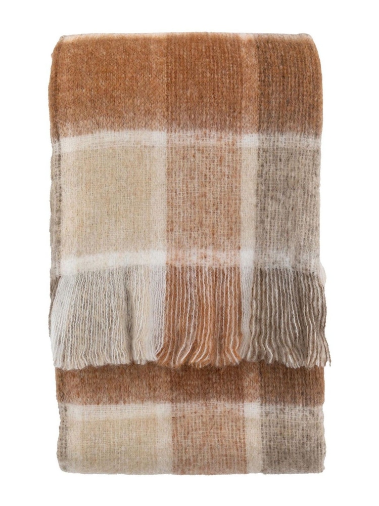 Gallery Home Orange Check Mohair Throw - Image 3 of 3