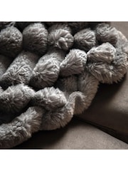 Gallery Home Grey Ribbed Faux Fur Throw - Image 2 of 3