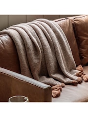 Gallery Home Orange Knitted Border Tassel Throw - Image 1 of 3