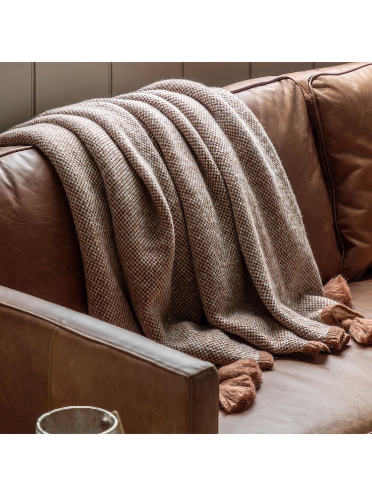 Gallery Home Orange Knitted Border Tassel Throw - Image 1 of 3 Gallery Home Orange Knitted Border Tassel Throw - Image 1 of 3