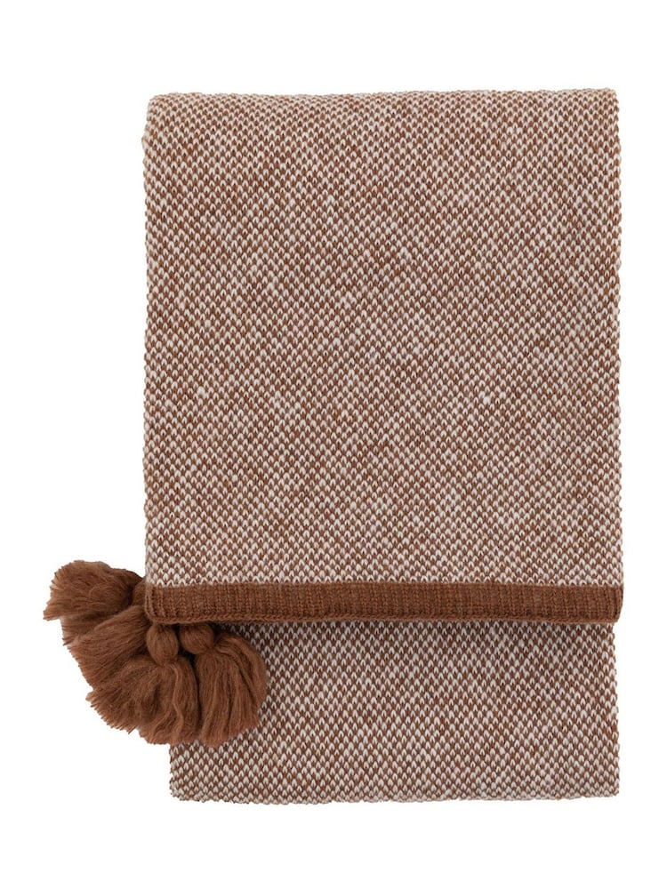 Gallery Home Orange Knitted Border Tassel Throw - Image 3 of 3 Gallery Home Orange Knitted Border Tassel Throw - Image 3 of 3