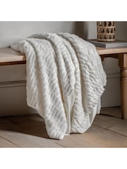 Gallery Home Cream Textured Rabbit Faux Fur Throw - Image 1 of 6