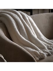 Gallery Home Natural Plain Fringe Teddy Throw - Image 1 of 3