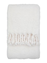 Gallery Home Natural Plain Fringe Teddy Throw - Image 3 of 3