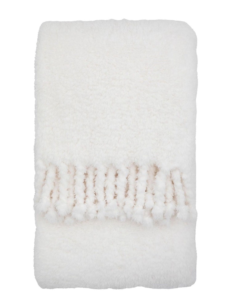 Gallery Home Natural Plain Fringe Teddy Throw - Image 3 of 3 Gallery Home Natural Plain Fringe Teddy Throw - Image 3 of 3