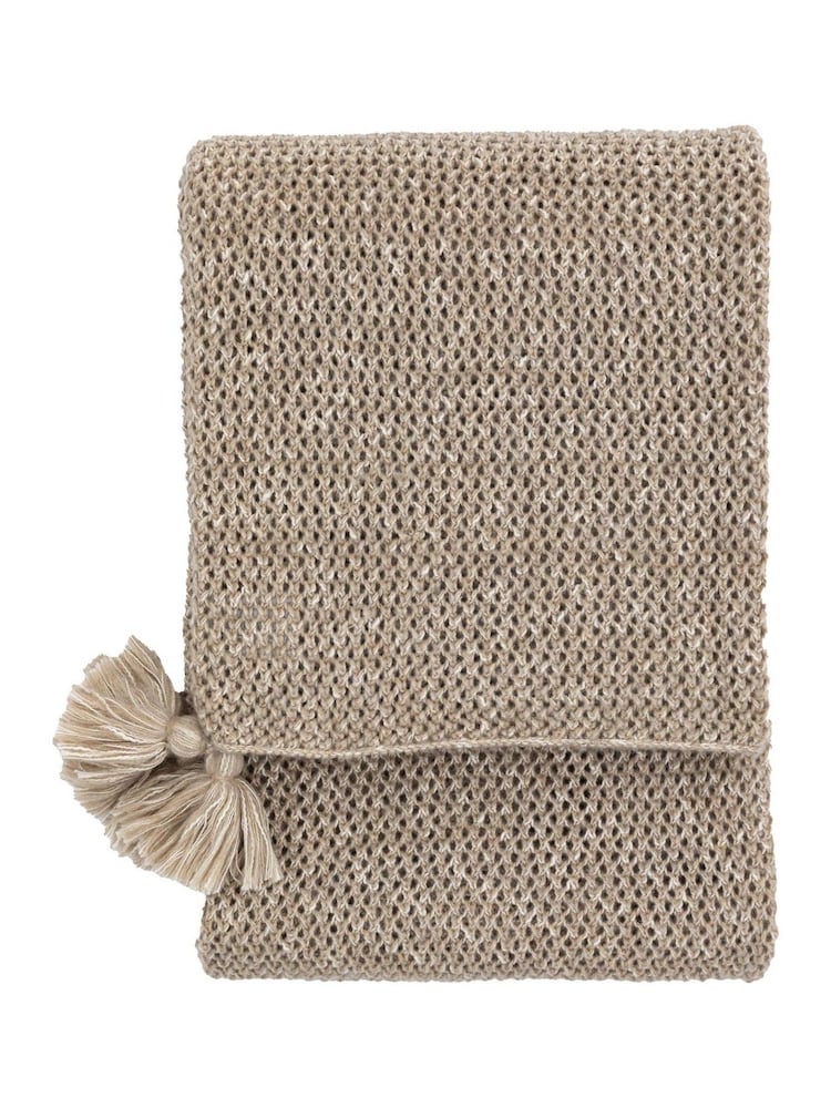 Gallery Home Natural Knitted Tassel Throw - Image 3 of 3