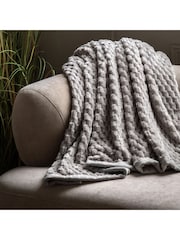 Gallery Home Grey Jacquard Velvet Knitted Throw - Image 1 of 4