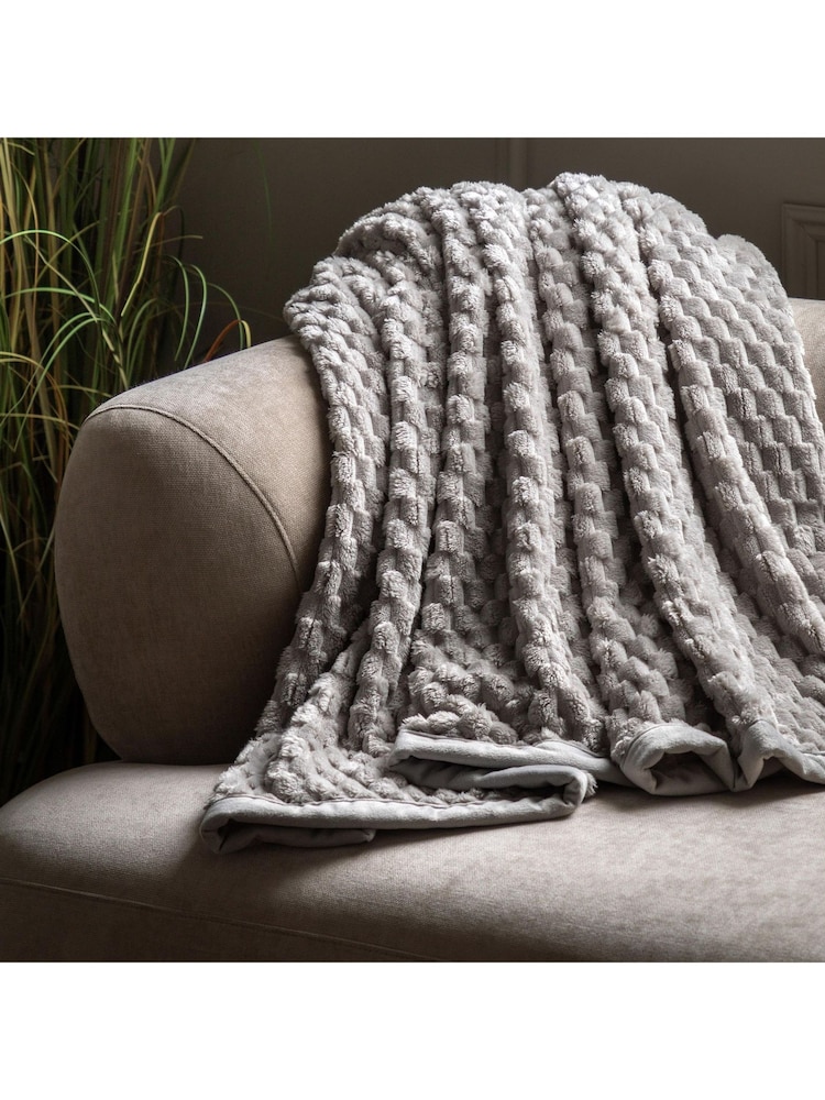 Gallery Home Grey Jacquard Velvet Knitted Throw - Image 1 of 4