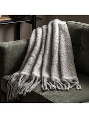 Gallery Home Grey Mohair Fringe Throw - Image 1 of 5