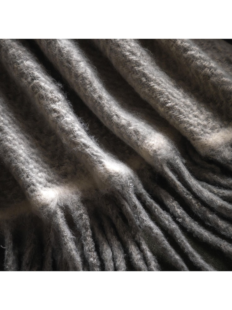 Gallery Home Grey Mohair Fringe Throw - Image 2 of 5