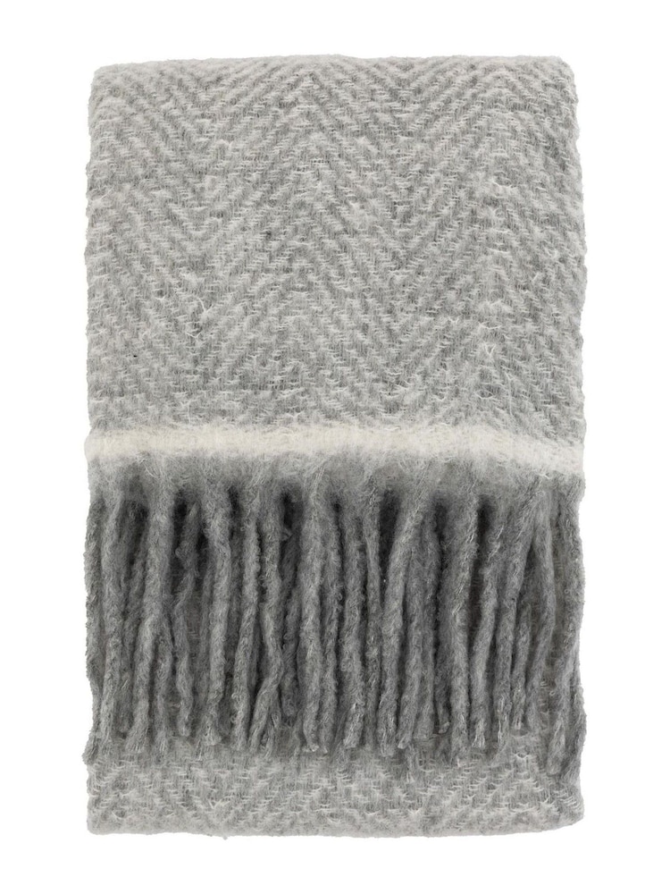 Gallery Home Grey Mohair Fringe Throw - Image 5 of 5