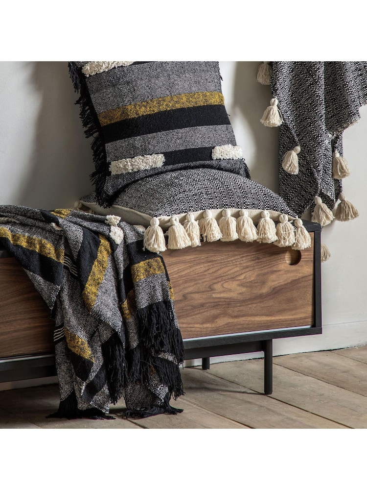 Gallery Home Grey Tufted Blocks Throw with Fringe - Image 1 of 1