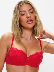 Ann Summers Red Pad Balcony Sexy Lace Underwired Bra - Image 1 of 8