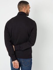 Negro - Threadbare Pique Quarter Zip Funnel Neck Sweatshirt - Imagen 2 de 4