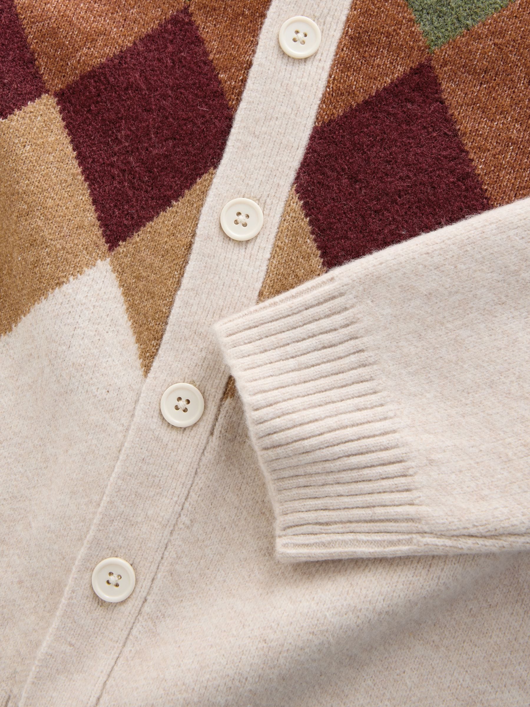 Buy Oatmeal Multi Relaxed Fit Argyle Cardigan with Wool from Next USA