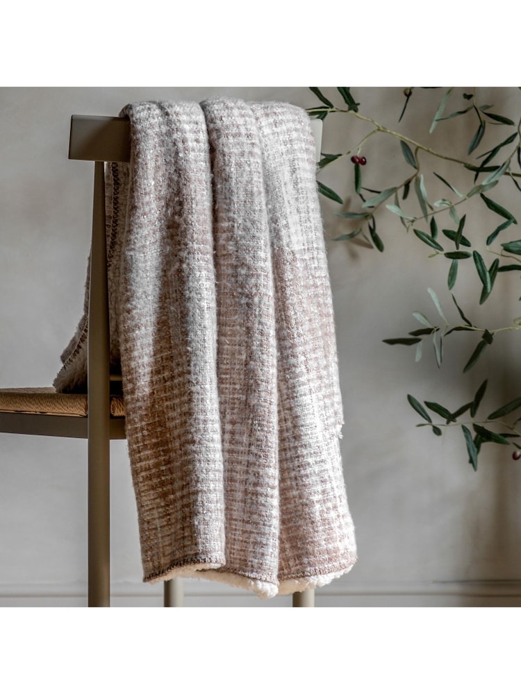 Gallery Home Grey Woven Natural Faux Fur Mohair Sherpa Throw - Image 1 of 6