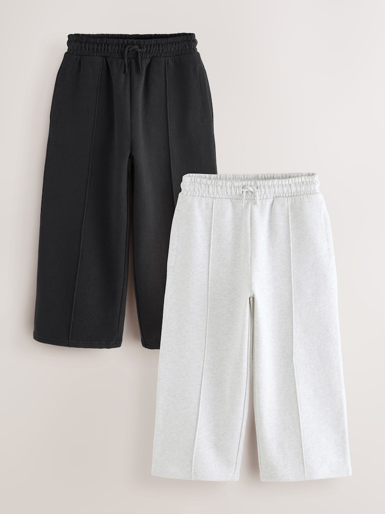 Black/Grey Wide Leg Joggers 2 Pack (3-16yrs) - Image 1 of 6