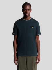Lyle & Scott Blue Birdseye Half Tipped T-Shirt - Image 1 of 5