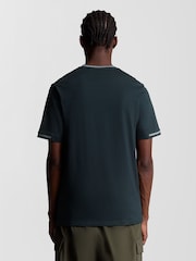 Lyle & Scott Blue Birdseye Half Tipped T-Shirt - Image 2 of 5