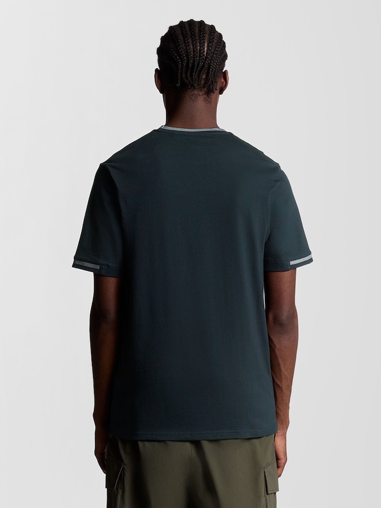 Lyle & Scott Blue Birdseye Half Tipped T-Shirt - Image 2 of 5