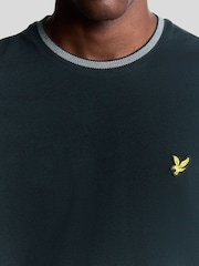 Lyle & Scott Blue Birdseye Half Tipped T-Shirt - Image 4 of 5