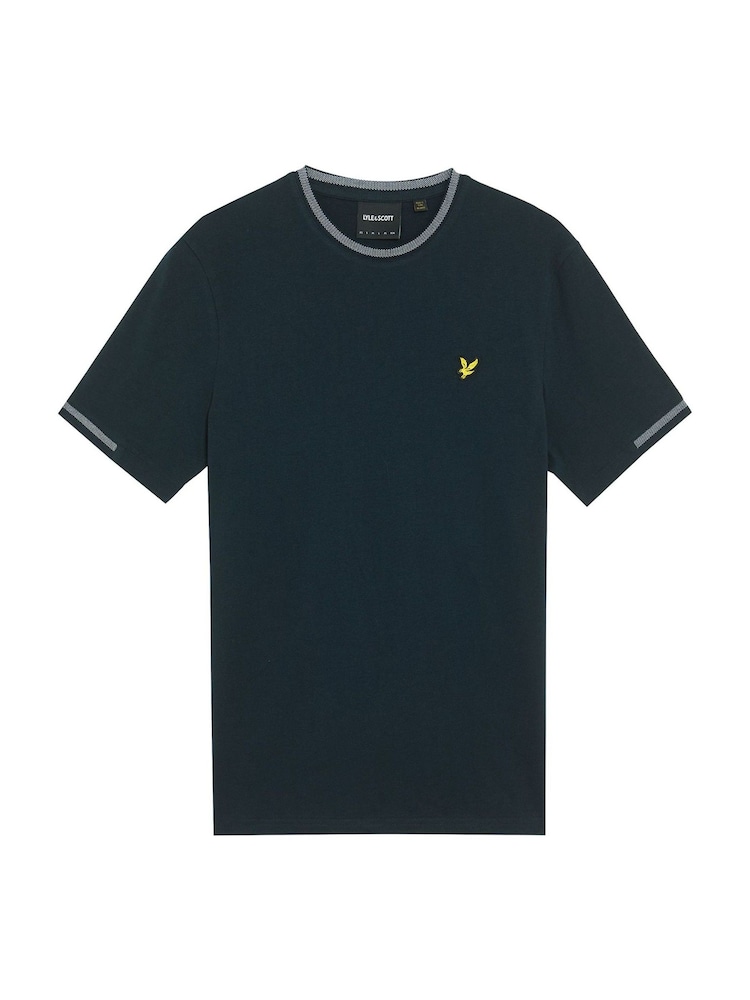 Lyle & Scott Blue Birdseye Half Tipped T-Shirt - Image 5 of 5