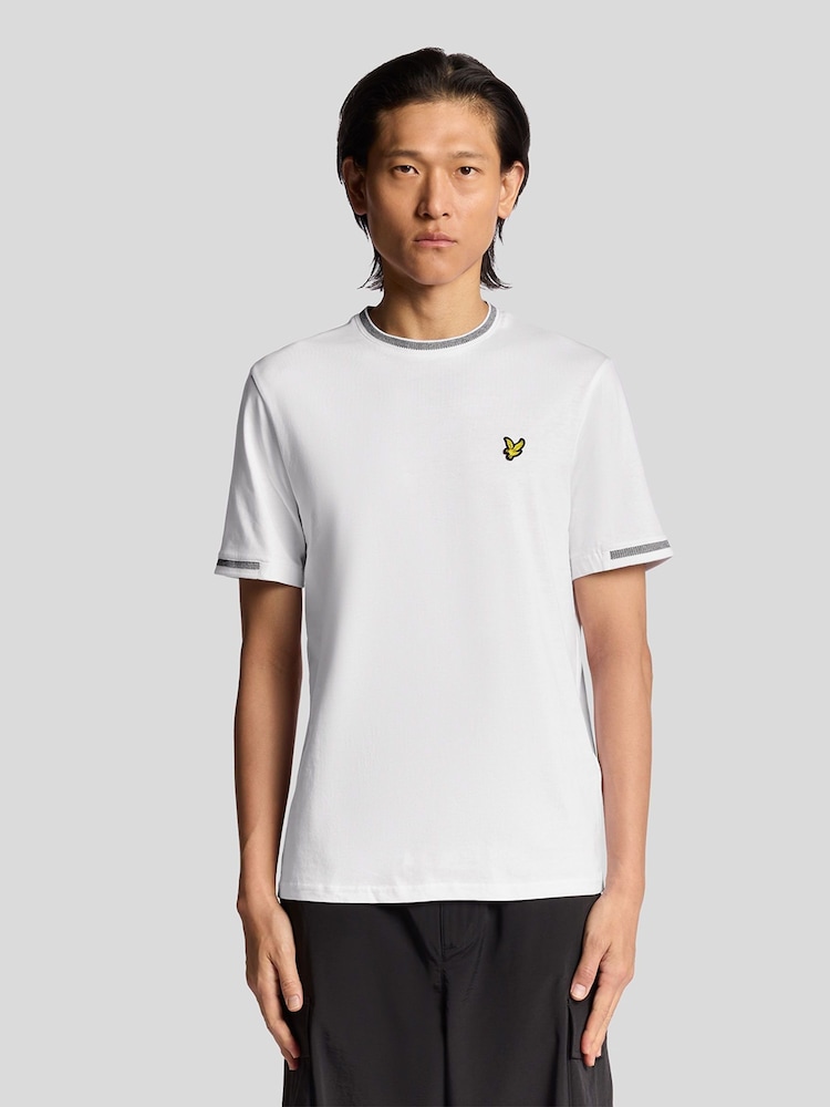 Lyle & Scott White Birdseye Half Tipped T-Shirt - Image 1 of 3
