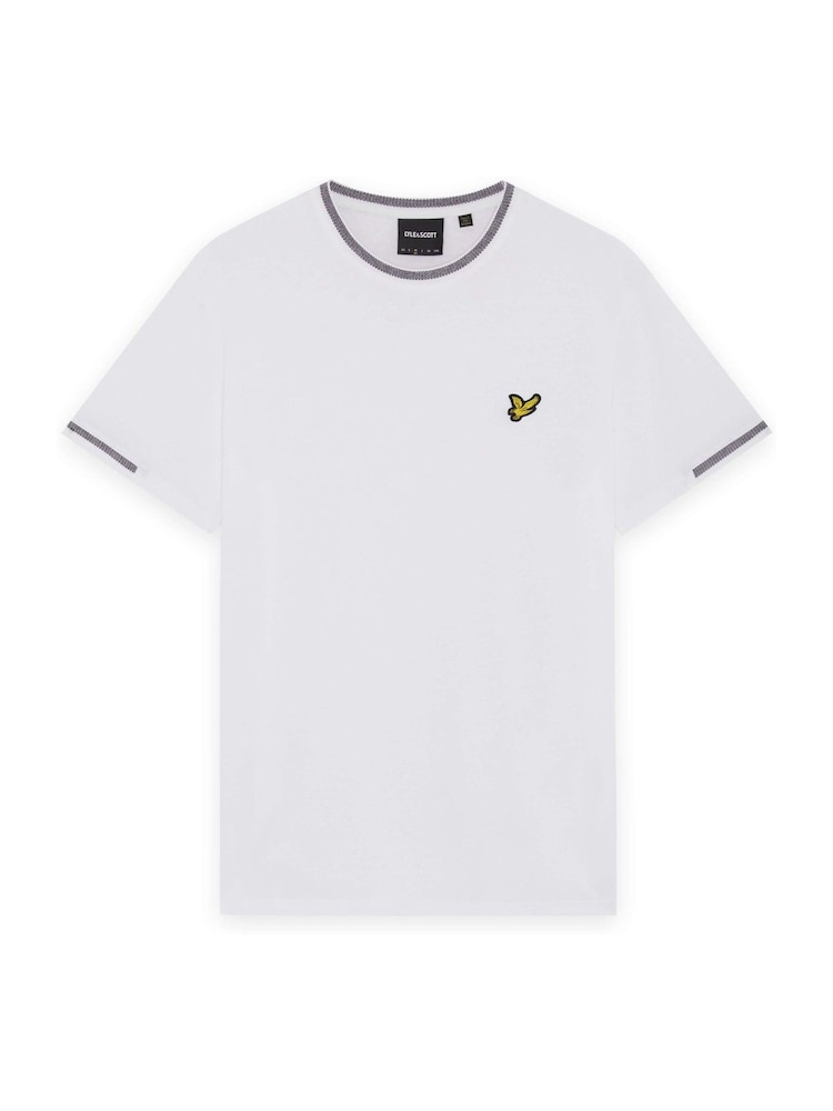 Lyle & Scott White Birdseye Half Tipped T-Shirt - Image 3 of 3