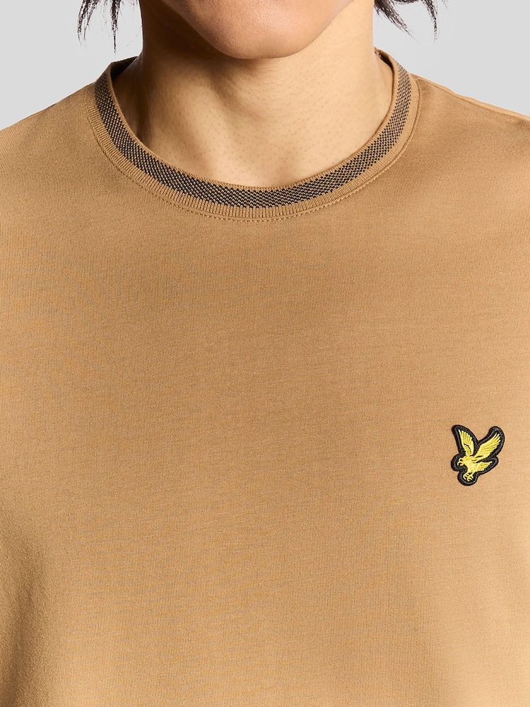 Lyle & Scott Blue Birdseye Half Tipped T-Shirt - Image 2 of 3